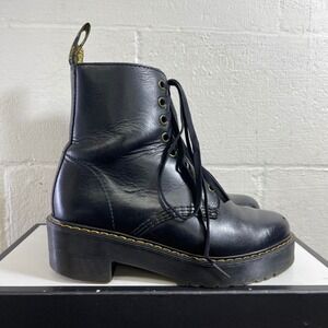 Dr. Martens Shriver Hi Black Leather Heeled Boot Lace up‎ Women's Size 6 US/4 UK